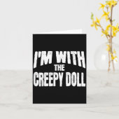 I'm With The Creepy Doll Funny Matching Halloween  カード (黄色い花)