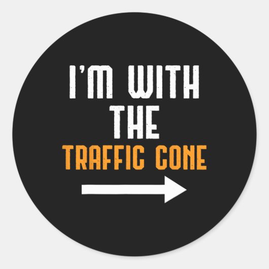 I'm With The Traffic Cone Costume Funny Halloween  ラウンドシール (正面)
