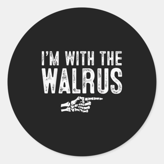 I'm With The Walrus Easy Costume Halloween Couples ラウンドシール (正面)