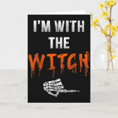 I'm With Witch Skeleton Hand Funny Halloween Husba カード (黄色い花)