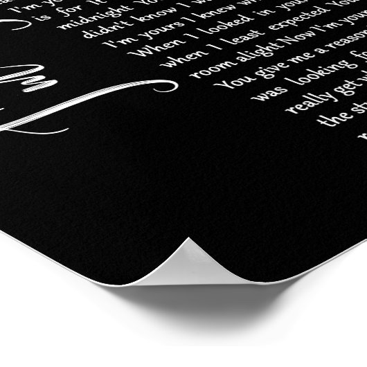 I'm Your Black Script Song Lyric Wall Artプリント ポスター (角)