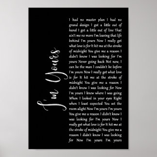 I'm Your Black Script Song Lyric Wall Artプリント ポスター
