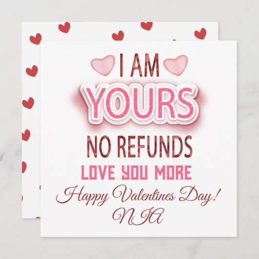 I'm Your No Responsesハート写真Valentines Day シーズンカード (正面/裏面)