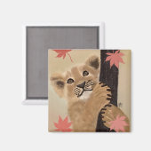 Ímã filhote de leão brincando マグネット (正面/裏面)