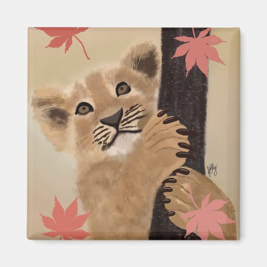 Ímã filhote de leão brincando マグネット (正面)