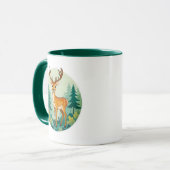 Image d'un cerf parmi les sapins. マグカップ (正面左)