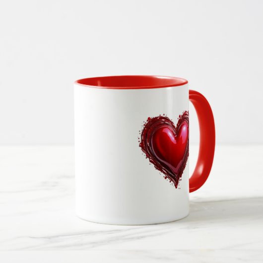 Image d'un coeur rouge semblable à un bijou. マグカップ (正面右)