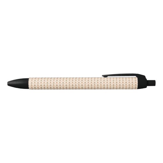 Image of a ballpoint pen with a woven beige textur 黒ボールペン (トップ)