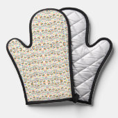 Image of an oven mitt with a colorful 鍋つかみ (正面/裏面)