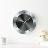 Image of Black & Silver & Metallic Stainless Steel ラージ壁時計 (ホーム)