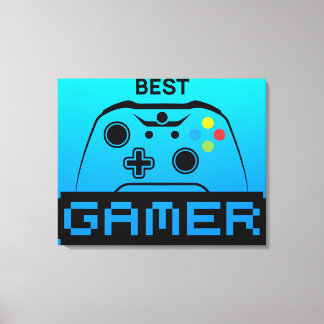 Image of Game Controller and Best Gamer Text キャンバスプリント