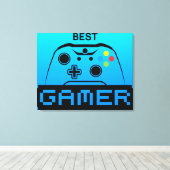 Image of Game Controller and Best Gamer Text キャンバスプリント (インサイチュ (ウッドフロア))