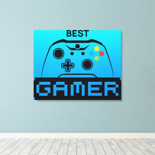 Image of Game Controller and Best Gamer Text キャンバスプリント (インサイチュ (ウッドフロア))