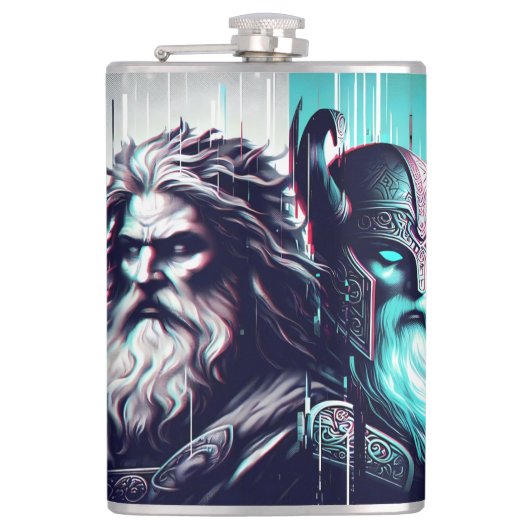  image of the gods zeus and odin togethe フラスク (正面)