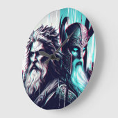 image of the gods zeus and odin togethe ラージ壁時計 (傾斜)