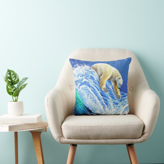 Image: Polar bear in the sea. クッション (椅子)