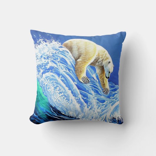 Image: Polar bear in the sea. クッション (正面)