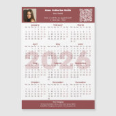 Image QR-code Burgundy White 2026 Calendar Magnet (正面)