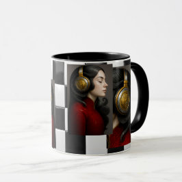 Image surréaliste femme et musique マグカップ