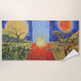 Imagen de mi obra arte La puesta del sol ビーチタオル