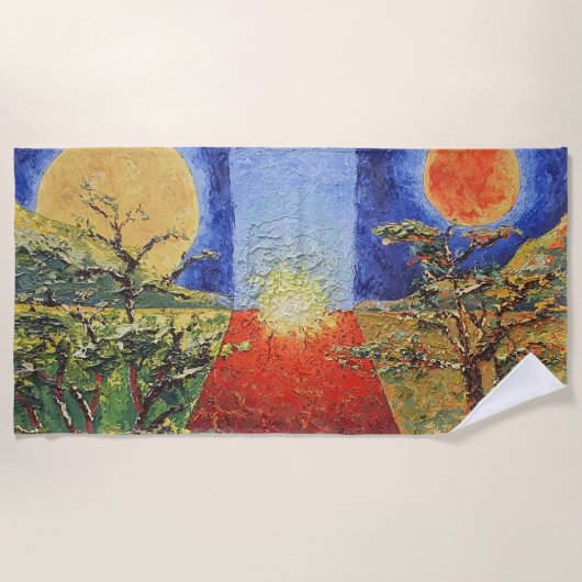 Imagen de mi obra arte La puesta del sol ビーチタオル (正面)