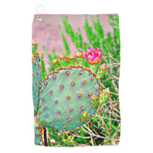 ImagesByMJプリックリーペアサボテン開花ゴルフタオル