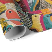 Imaginary birds in vivid colors, tiled  ラッピングペーパー (ロールコーナー)