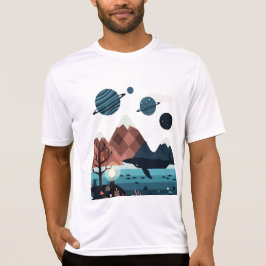 imaginary planets with rings and moons tシャツ