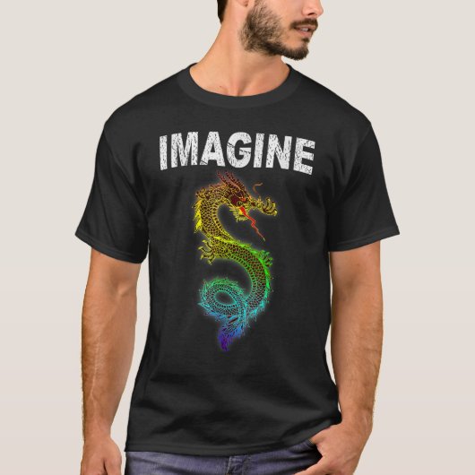Imagine Fantasy Dragon Retro Tribal Tシャツ (正面)