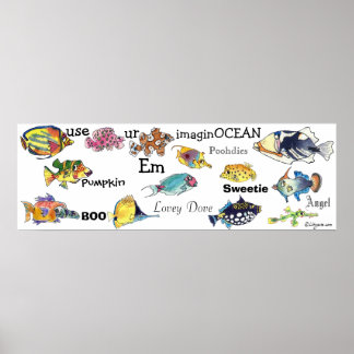 ImagineOCEANアニメの魚のバナーを使用Med ポスター