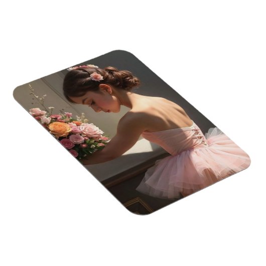 Iman con bailarina sujetando ramo de flores マグネット (右側)