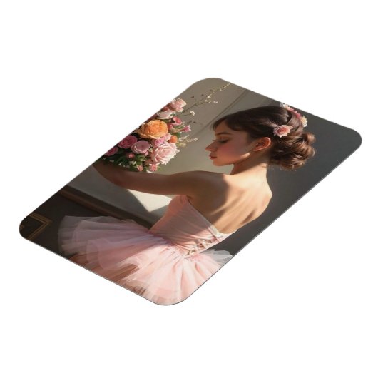 Iman con bailarina sujetando ramo de flores マグネット (左側)