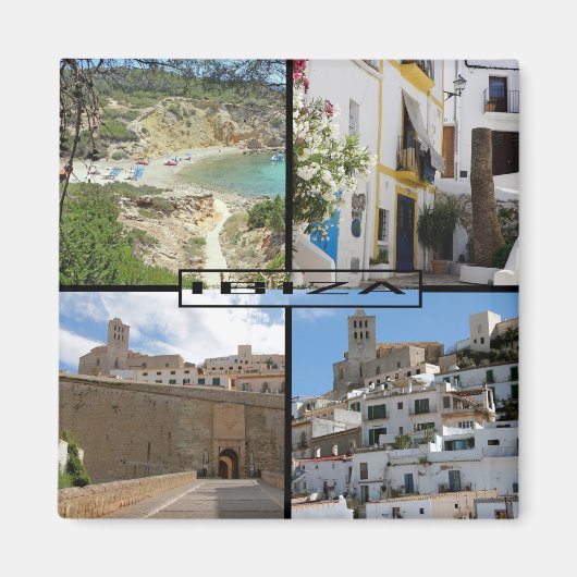 imán fotomontaje de la isla de Ibiza en Baleares マグネット (正面)