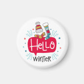 Imán redondo navideño hello winter マグネット (正面)