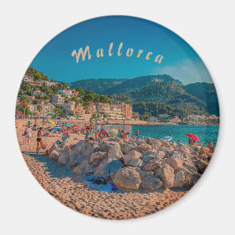 imán redondo Puerto de Sóller en Mallorca マグネット