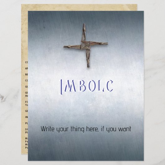 Imbolc Book of Shadows Page with Correspondences (正面/裏面)