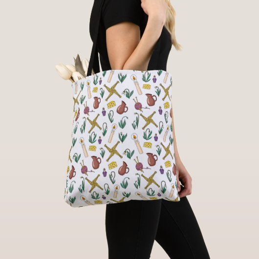 Imbolc Tote Bag Pagan Seasonal Pattern with Brigid トートバッグ (クローズアップ)
