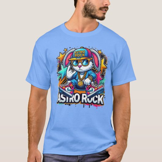 IMG 4968 Astro Rock bunny retro Tシャツ (正面)