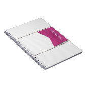 Imitación de cuero blanco,costuras,label rosa ノートブック (右側)