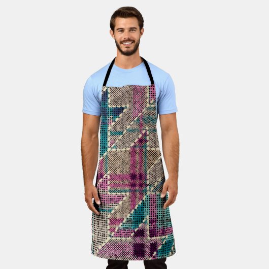 Imitation of indian patchwork pattern with texture エプロン (着用した状態)