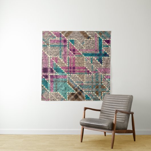 Imitation of indian patchwork pattern with texture タペストリー (インサイチュ(横))