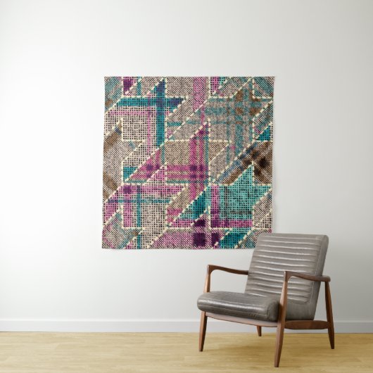 Imitation of indian patchwork pattern with texture タペストリー (インサイチュ)