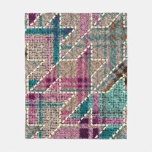 Imitation of indian patchwork pattern with texture フリースブランケット (正面)