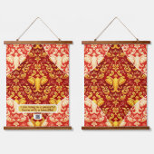 Immersive Design: Radiant Gold Elephants on Deep C 吊り下げ型タペストリー (ダブル)