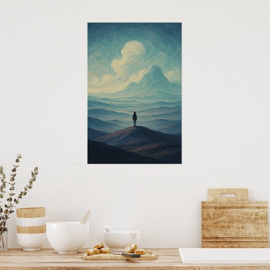 Immersive Dreamscape of Solitude | Surreal Mountai ポスター (キッチン)