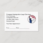 Immigration Naturalization Lawyer Appointment Card 予約カード (正面)