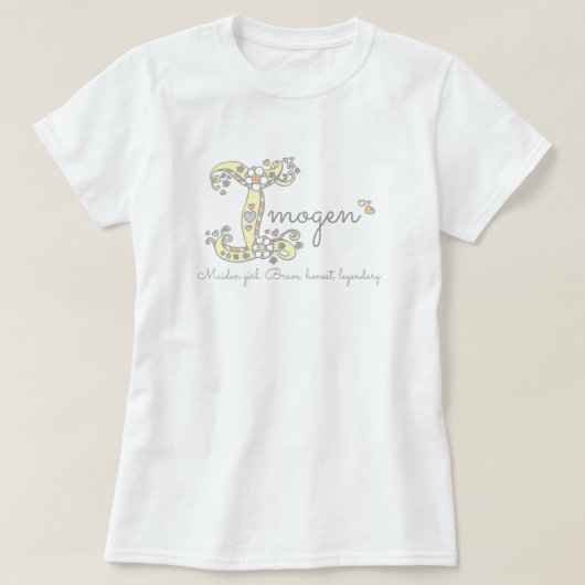 Imogenの女の子Iの一流の意味モノグラムのティー Tシャツ (デザイン正面)