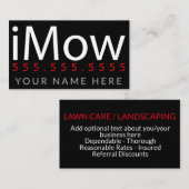 iMow。 昇進芝生の心配の美化はカスタマイズ 名刺 (正面/裏面)