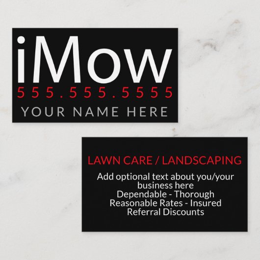 iMow。 昇進芝生の心配の美化はカスタマイズ 名刺 (正面/裏面)