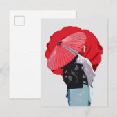Impactante Vermelho Oriental Cultura Japão  ポストカード (正面/裏面)